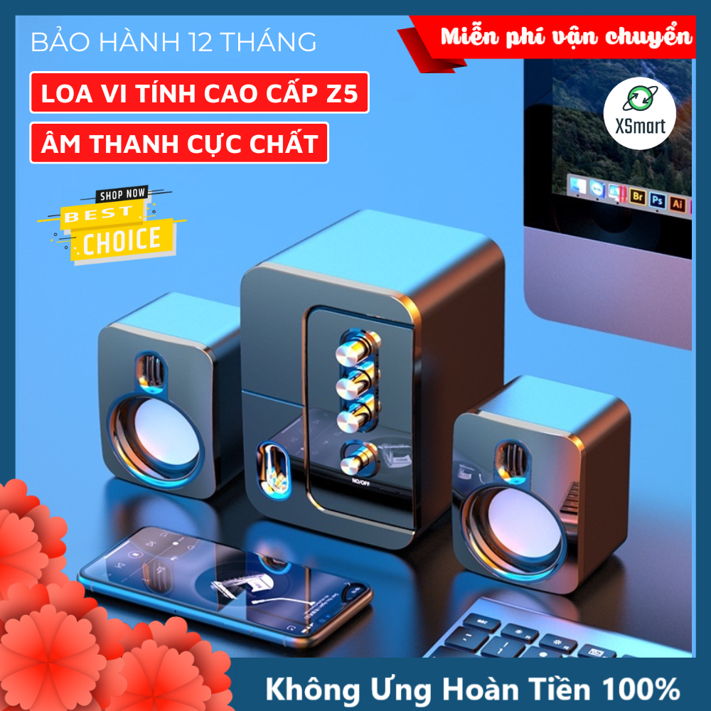 Loa Vi Tính Máy Tính Có Dây Để Bàn Z5 Âm Thanh Siêu Bass Nghe Nhạc Xem Phim Cực Thích Âm Lượng Lớn Có Chỉnh Bass, Treble, Tương Thích Với Điện Thoại, Laptop, Pc-Hàng Chính Hãng