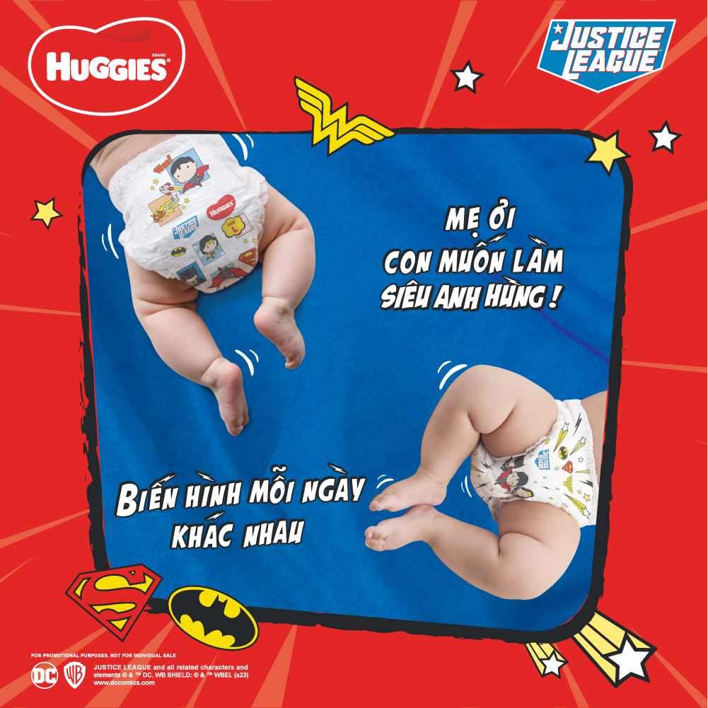 Tã Quần Huggies Dry Tràm Trà Tự Nhiên Gói Cực Đại + Tặng 8 miếng - Phiên bản Siêu Anh Hùng