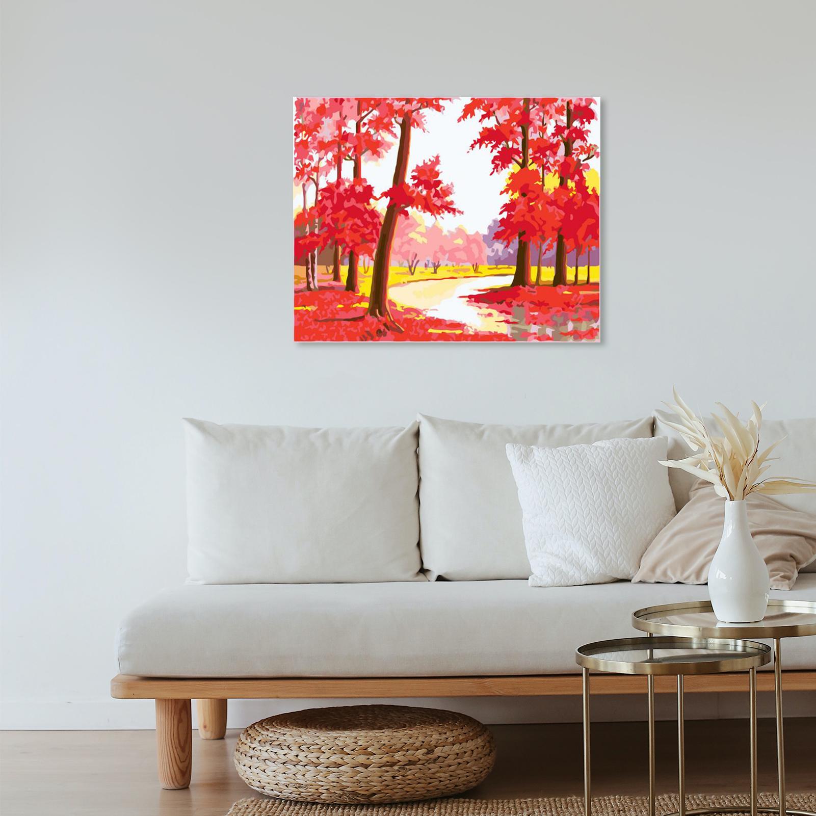 Tranh sơn dầu tự làm hình rừng phong cảnh6 x 20 inch