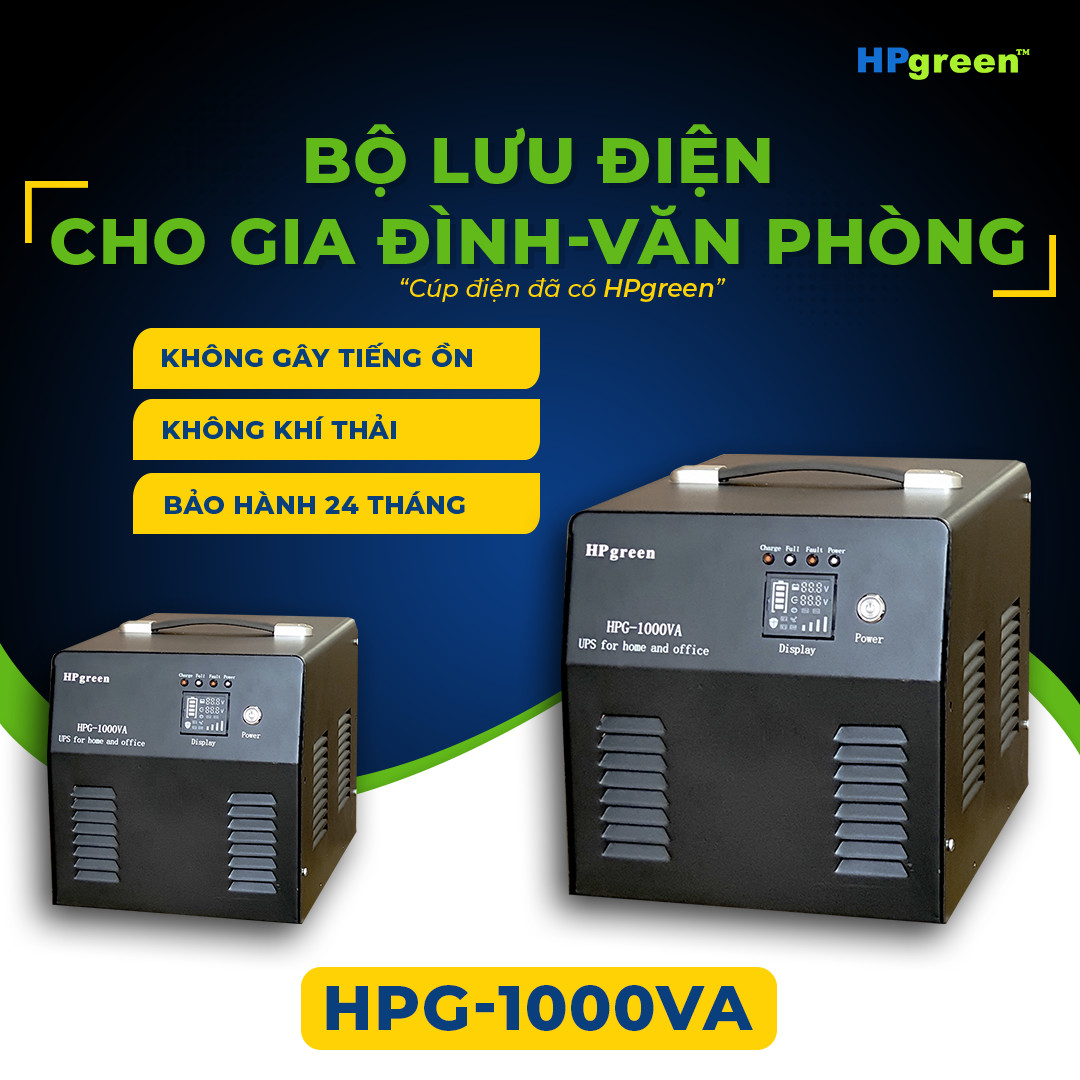 Bộ nguồn điện dự phòng HPGREEN nhập khẩu chính hãng thay thế cho máy phát điện mini, bộ lưu điện UPS