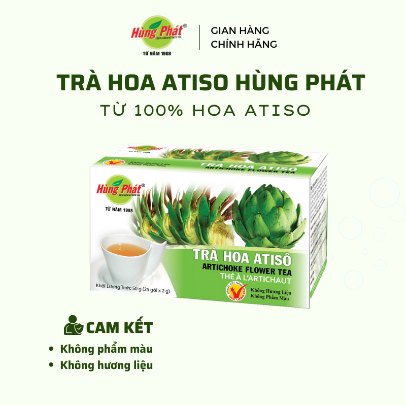 Trà Hoa Atiso Túi Lọc Giải Nhiệt Thanh Lọc Cơ Thể Hộp 25 Gói - Hùng Phát Thương Hiệu 35 Năm