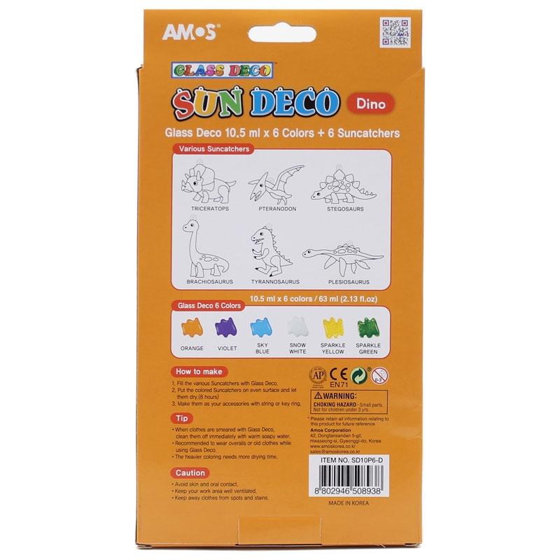 Bộ Màu Vẽ Trang Trí Trên Kính Sun Deco - Amos SD10P6-D - Dino