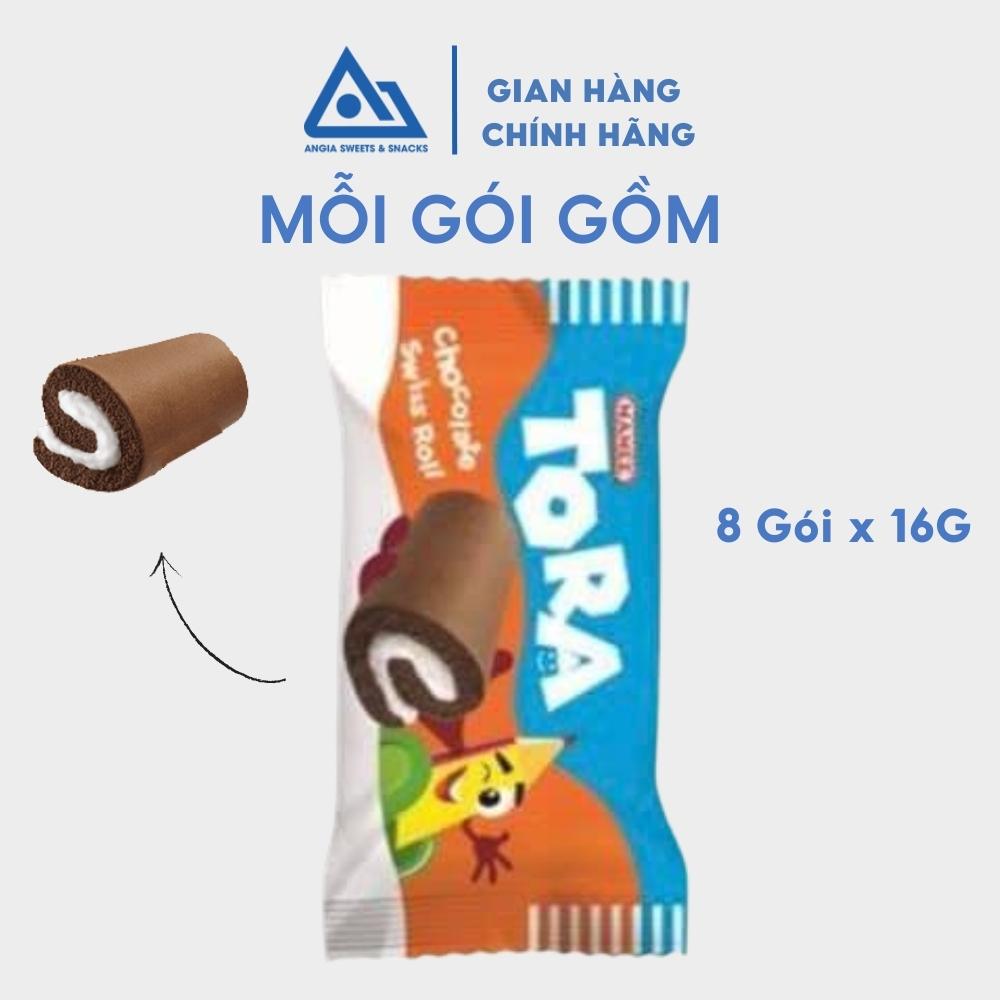 Bánh bông lan cuộn ăn vặt dâu, socola, lá dứa Tora 128 g An Gia Sweets &amp; Snacks