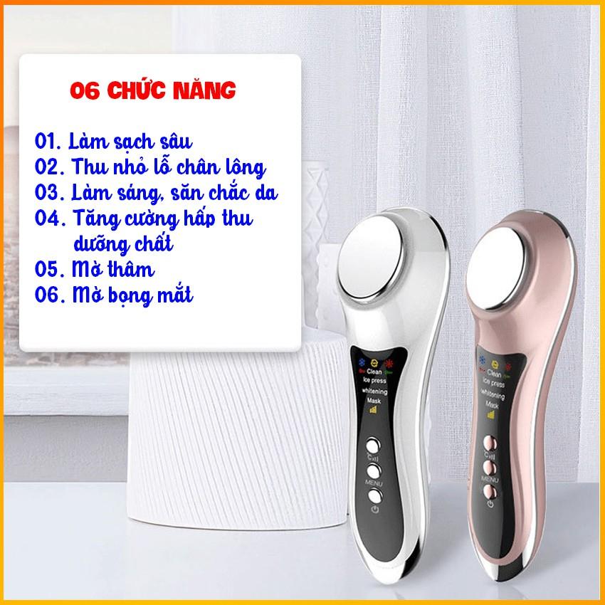 Máy massage mặt nóng lạnh cao cấp - Máy massage cầm tay 06 chế độ - HDSD Tiếng Việt - BH 3 tháng Kaizo Mart