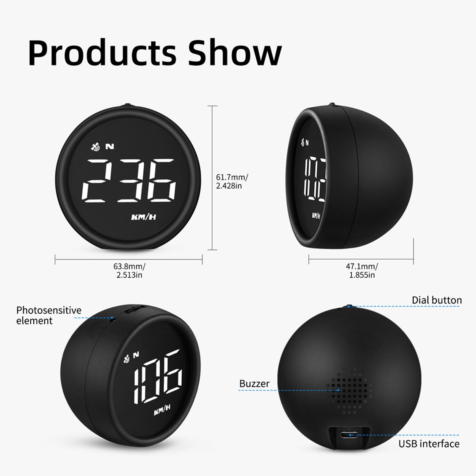 Car HUD Head Up Display GPS Speedometer with Speed, Overspeed Warning, Mileage Measurement, Fatigue driving reminder