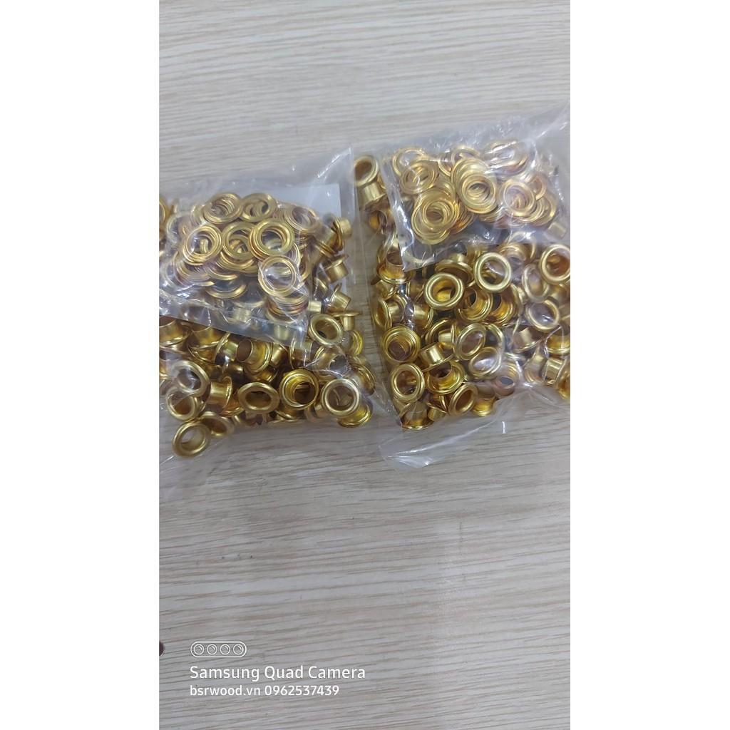 Khoen ore 6mm Khoen mắt cáo 6 ly Thau không gỉ MÀU VÀNG Khuy mắt cáo bấm vải Túi 100 cái Phụ liệu may mặc