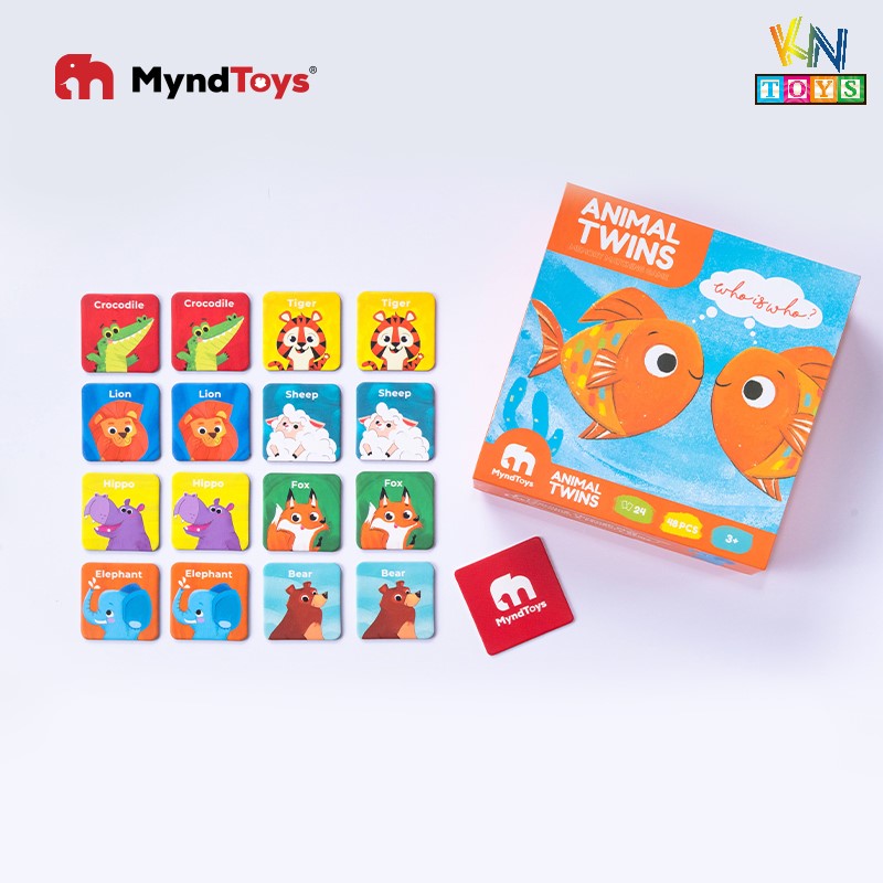 Đồ Chơi Xếp Hình MyndToys - Animal Twins – Memory Matching Game (Trò chơi xếp hình tìm cặp đôi cho Bé Từ 3 Tuổi)