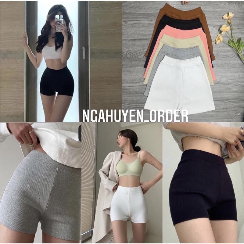 Quần Knit Short Trendy Đùi năng động chất bo gân tăm dày tôn dáng chiều cao nâng mông
