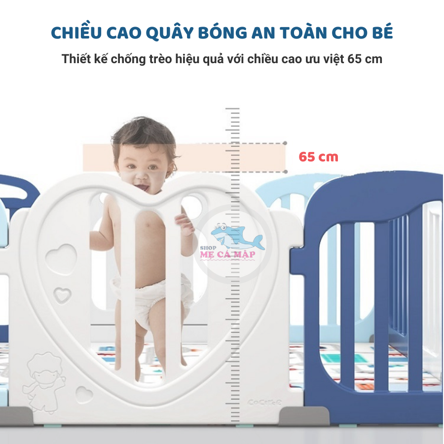 Quây cũi nhựa cao 65cm tặng THẢM DÀY và 100 BÓNG, quây bóng nhựa an tâm cho bố mẹ