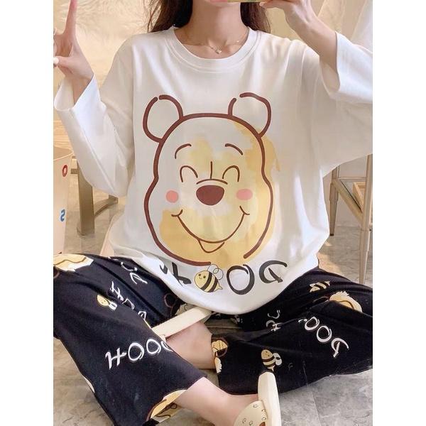 Đồ Bộ Thun Tay Dài Quảng Châu - Pijama Quần Dài - Đồ Mặc Ở Nhà Họa Tiết Hoạt Hình Dễ Thương Đồ bộ nữ, đồ bộ đồ mặc nhà, quần áo nữ bộ lửng cotton hình dễ thương DN145