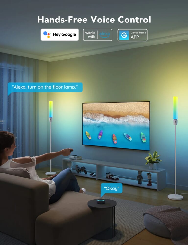 Đèn LED sàn hình trụ Govee RGBICWW Cylinder Floor Lamp H6078 | Với hơn 64 chế độ màu