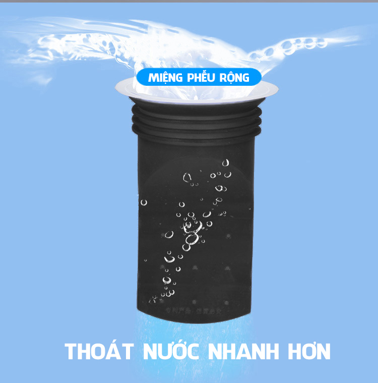 Phụ Kiện Ống Phễu Lắp Thoát Sàn Bồn Cầu Ngăn Chống Mùi Nước Cống Hôi Vi Khuẩn Côn Trùng Thâm Nhập - Đen - 75-90mm