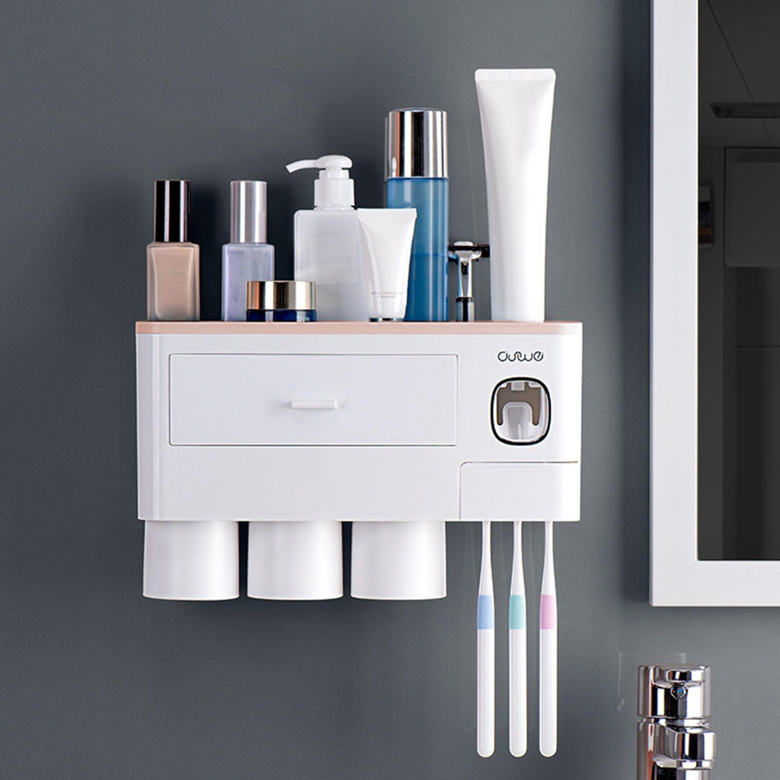 Punch-Free Wall-Mounted Toothbrush Holder Bathroom Rack Top Shelf Accs