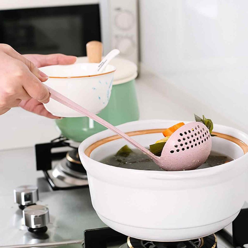 Muỗng múc canh kèm vớt đồ thông minh tiện dụng nhựa lúa mạch