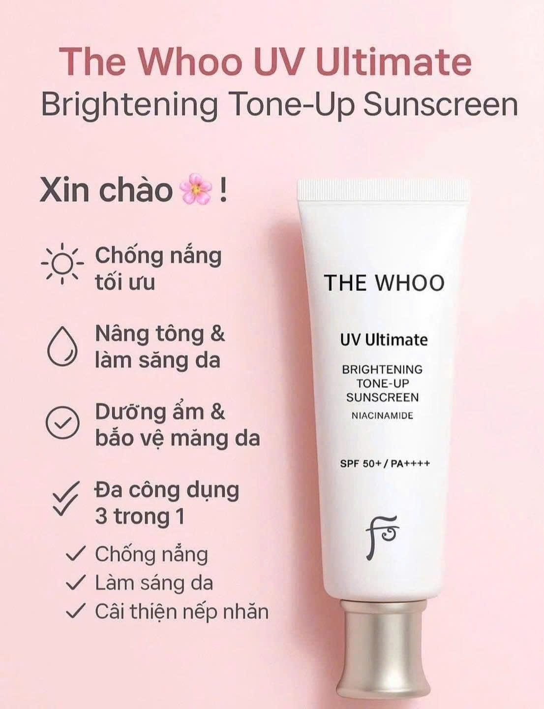 Kem Chống Nắng Nâng Tone The Whoo UV Ultimate Brightening Tone-Up Sunscreen 50ml