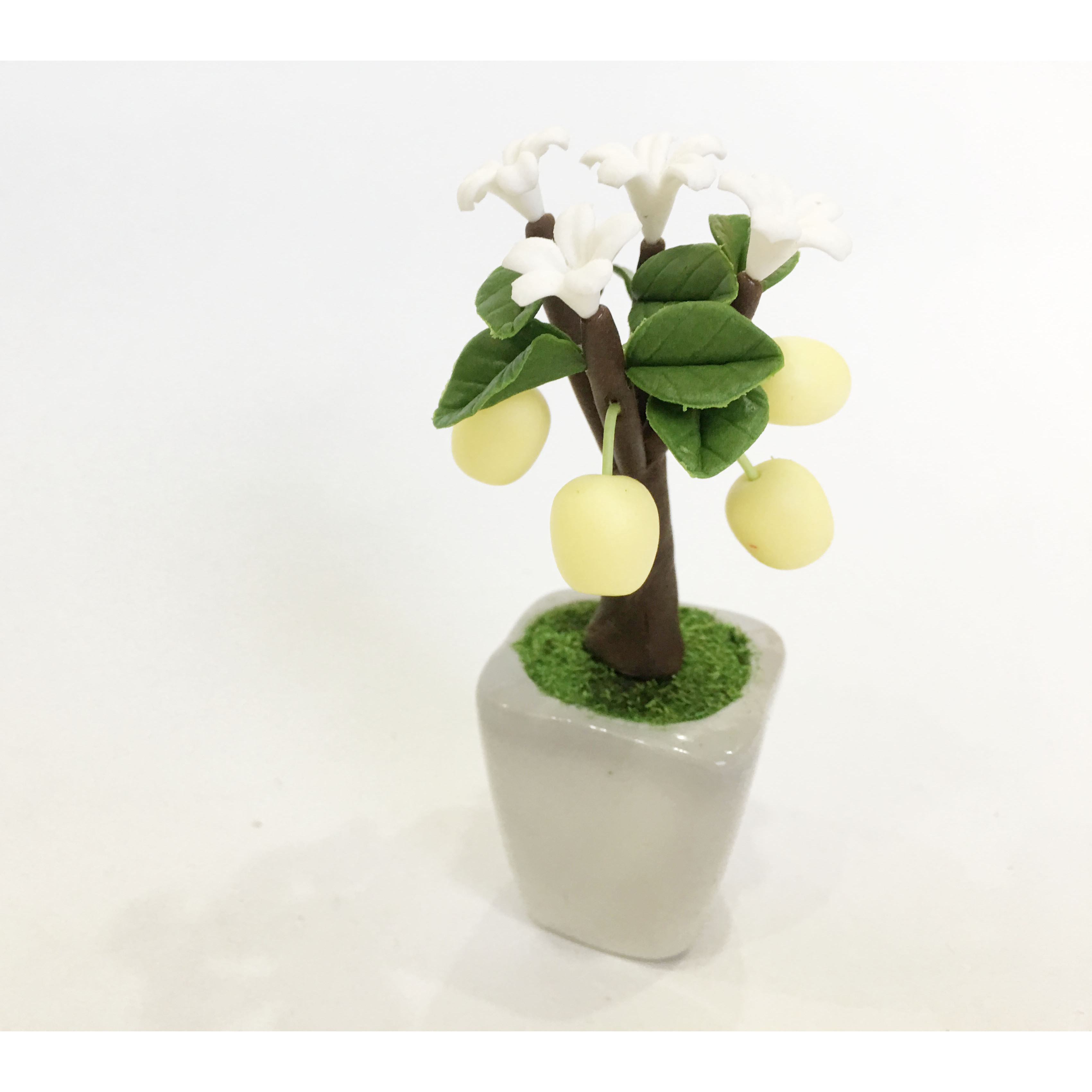 Chậu hoa đất sét mini - Cây lê vàng  - Quà tặng trang trí handmade