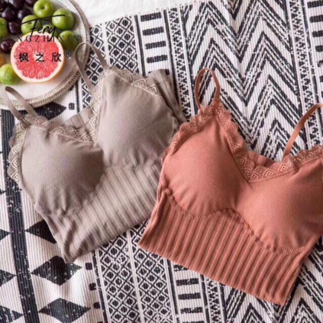 Áo 2 dây thun pha ren có lót ngực