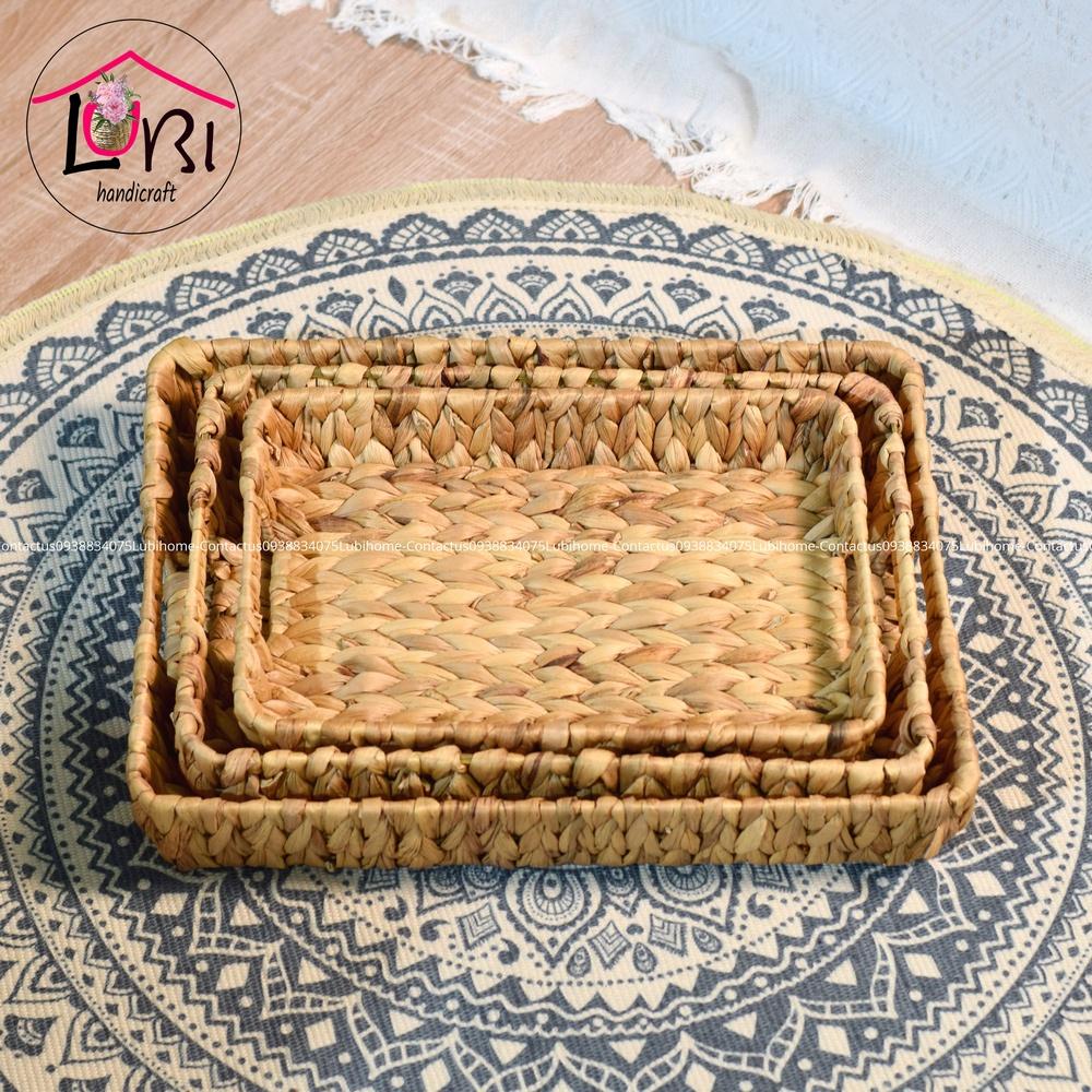 Lubihandicraft - Khay đựng đồ đan lục bình chữ nhật - mộc mạc, thanh lịch