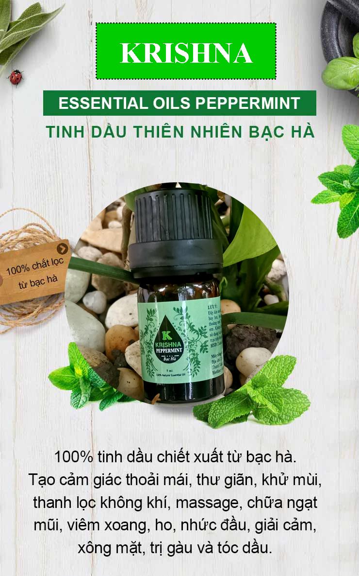 Tinh Dầu Bạc Hà Krishna nguyên chất nhập khẩu 50 ml - Tinh Dầu Thiên Nhiên Nguyên Chất, Tinh Dầu Xông Phòng, Giúp Giảm Stress, Xua Đuổi Côn Trùng Và Khử Mùi Hiệu Quả, Giảm Stress, Xua Đuổi Côn Trùng Và Khử Mùi Hiệu Quả.