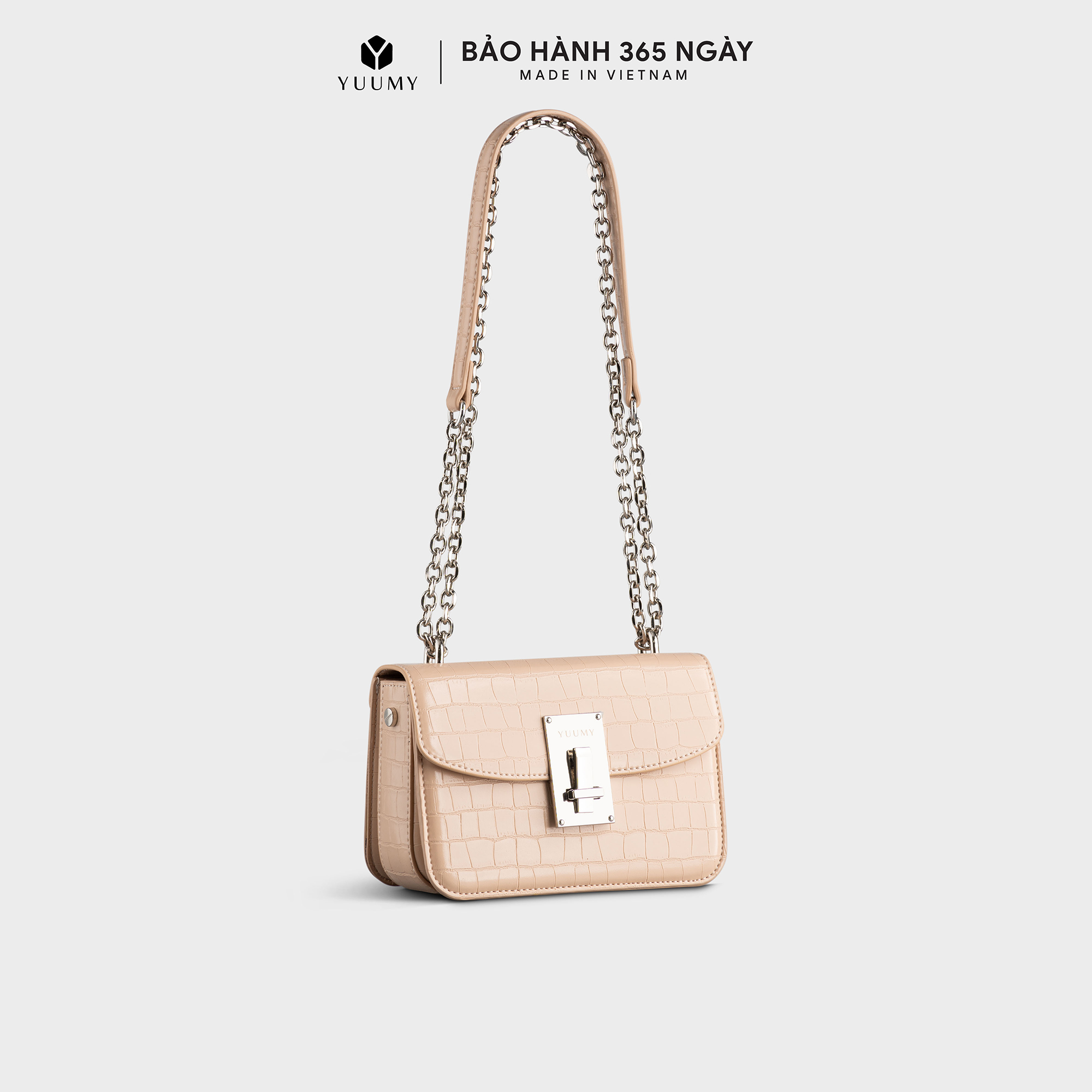 Túi Yuumy ( Thời trang nữ phối khóa trang trí size 18 - Túi đeo chéo da Verein YN186 )