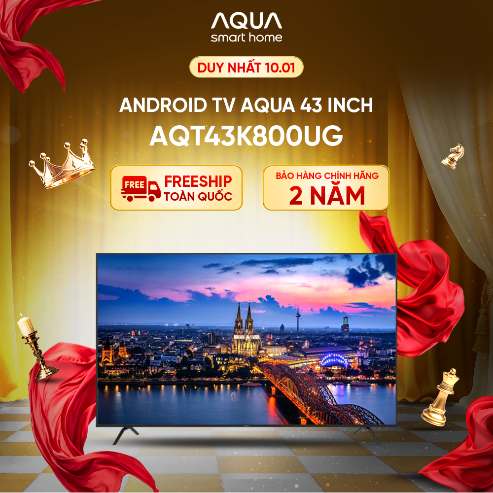 Android Tivi Aqua 43 inch AQT43K800UG - Hàng chính hãng - Bảo hành 1 đổi 1 trong 730 ngày đối với lỗi màn hình