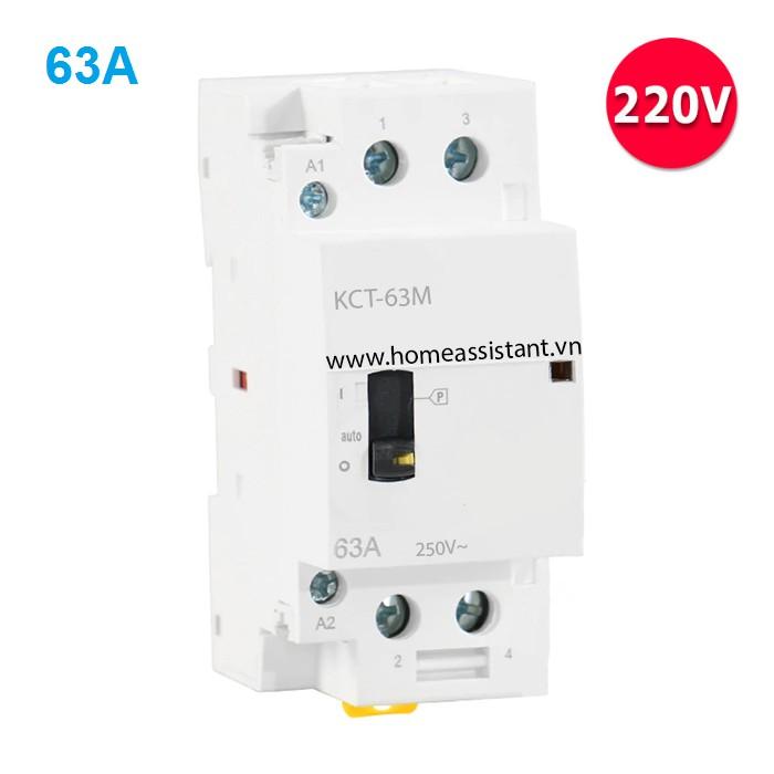 Khởi Động Từ 1 Pha 2P 63A Hỗ Trợ Công Tắc Tay KCT-63M