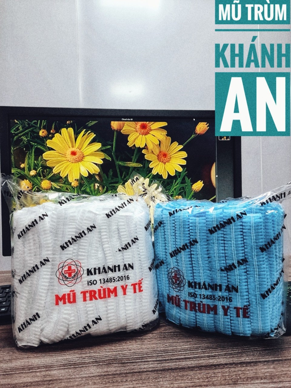 Mũ trùm đầu y tế, nón con sâu Khánh An bịch 100 cái dùng trong y tế, thí nghiệm, điện tử, thực phẩm, spa