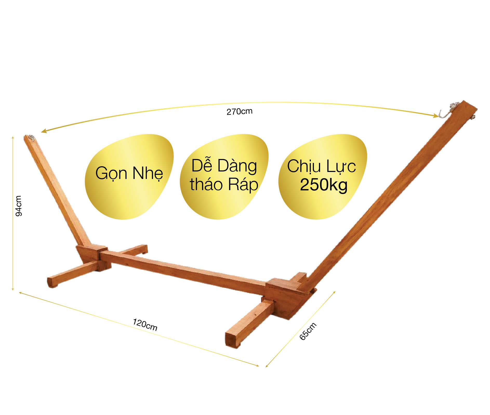 Khung Võng Gỗ Xếp - Chịu Lực Cao - Dễ Tháo Lắp - Gỗ Mật Hồng Tự Nhiên