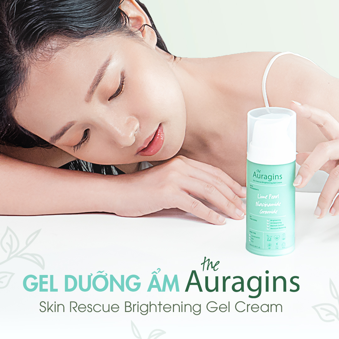 Gel dưỡng ẩm ngừa mụn, giảm thâm The Auragins Skin Rescue Brightening Gel Cream 100ml