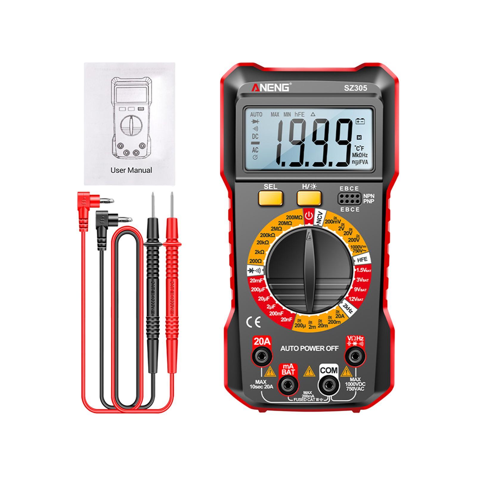 Digital Multimeter Meansures Ncv Auto Range Current Meter Tester