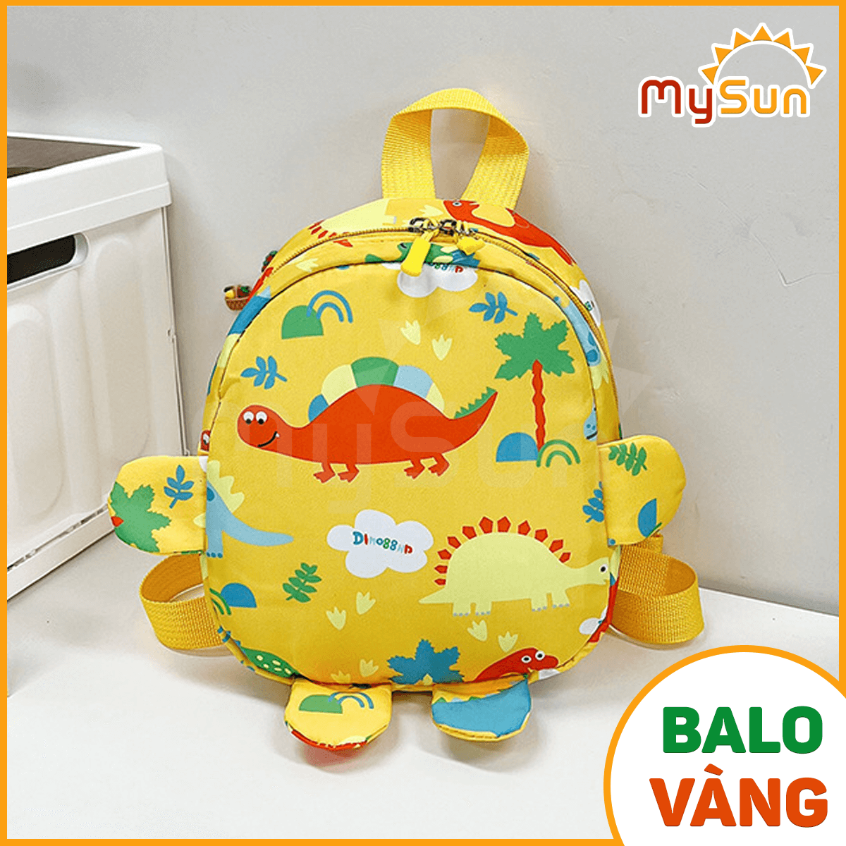 Balo cặp ba lô cho bé gái trai mẫu giáo mầm non 1 2 3 4 5 tuổi đi học hình khủng long dễ thương MySun
