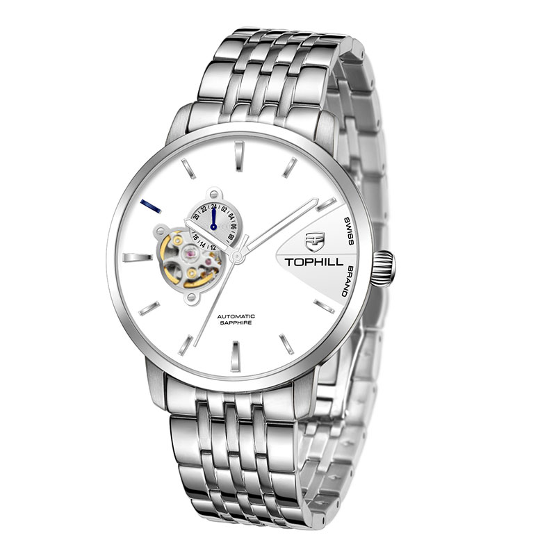 ĐỒNG HỒ TOPHILL TW083G.S1258 Dây và vỏ thép 316L, máy automatic, kính sapphire