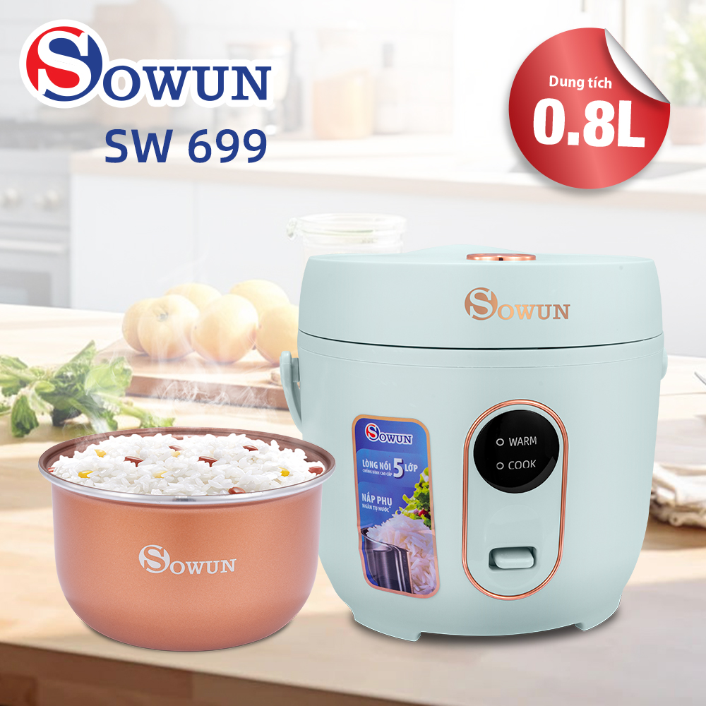 Nồi cơm điện 0.8 Lít Sowun SW 699 - Hàng chính hãng bảo hành 12 tháng