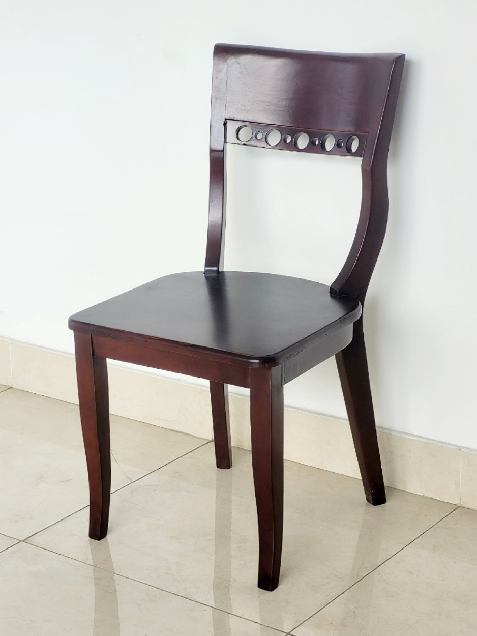 Ghế Gỗ Cao Su Màu Nâu Mặt Ghế Rộng Ôm Sát Lưng - Hàng VN Xuất Khẩu