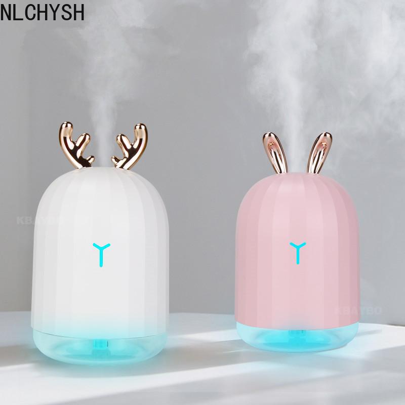 220Ml USB Khuếch Tán Hương Thơm Tinh Dầu Máy Tạo Độ Ẩm Phun Sương Siêu Âm 7 Đèn LED Đổi Màu Đèn Ngủ Thoáng Mát Phun Sương Dành Cho nhà