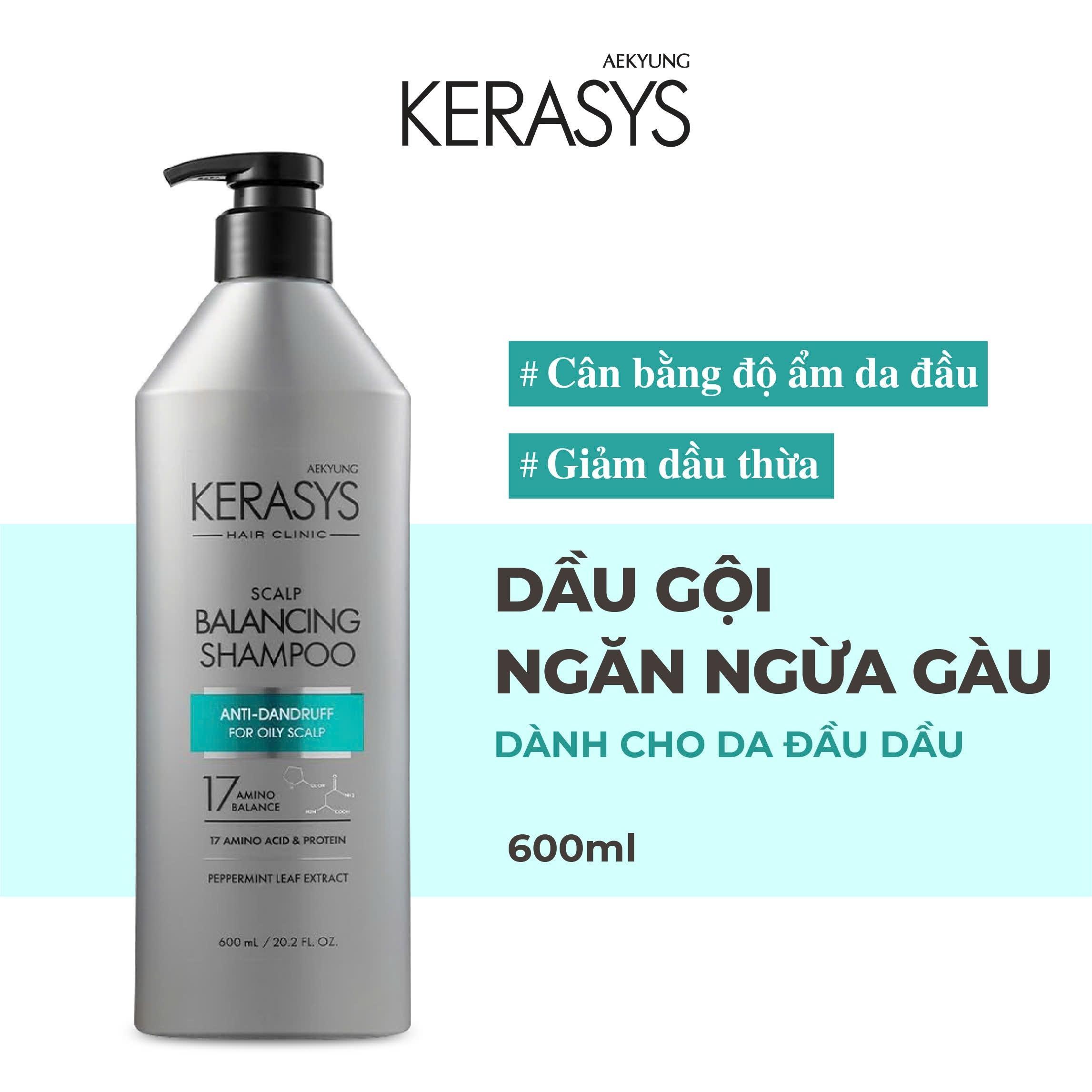 Dầu gội cao cấp Hàn Quốc Kerasys Hair Clinic Scalp Balancing (Ngăn ngừa gàu và cân bằng độ ẩm da đầu, dành cho da đầu dầu) 600ml