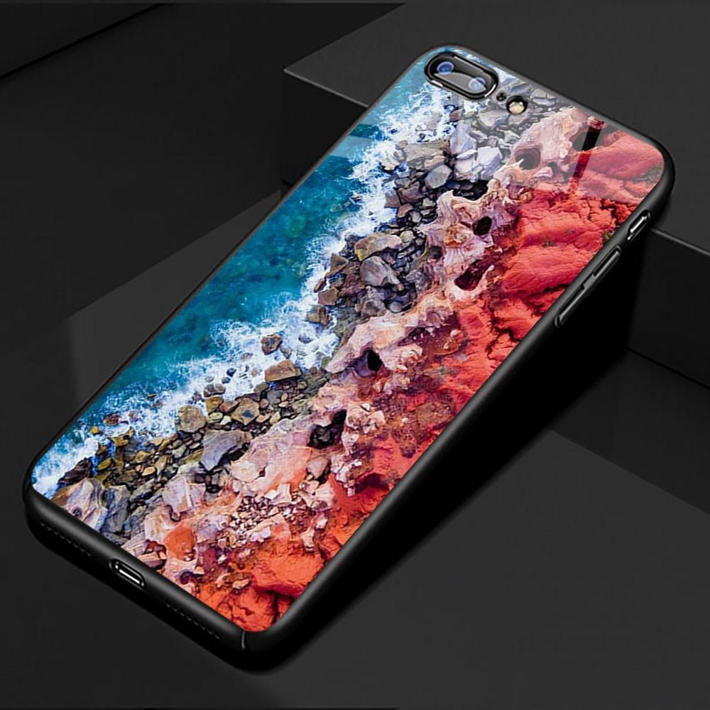 Ốp lưng iPhone kính cường lực 7/8 / 7 plus /8 plus _ in hình biển _ Hàng chính hãng