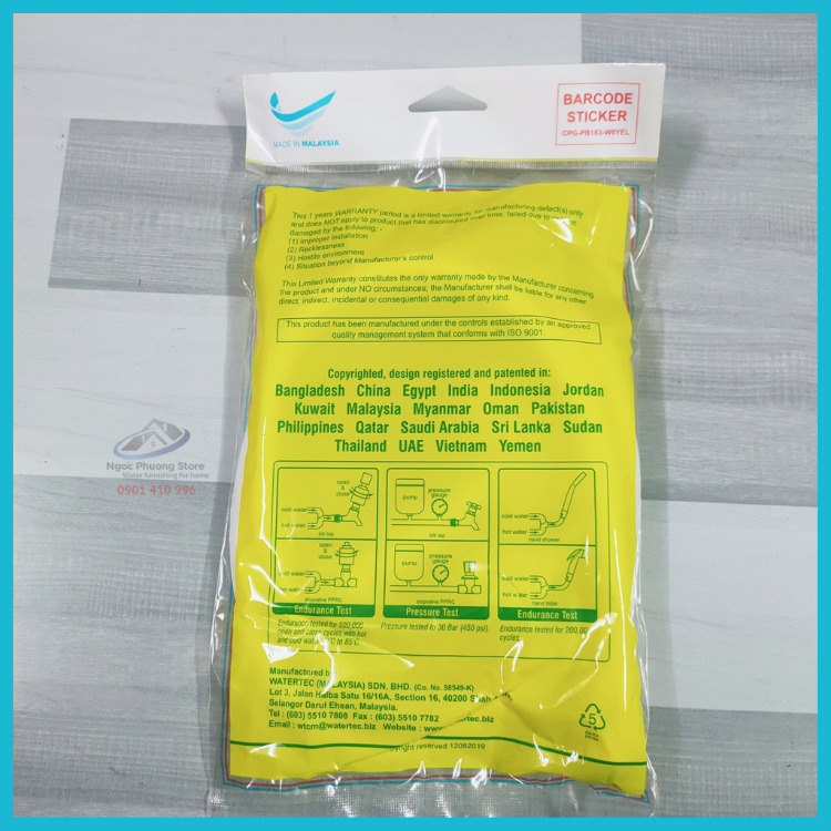 Bộ vòi xịt vệ sinh dạng bịch nhựa ABS bền WATERTEC MALAYSIA - WT001Q
