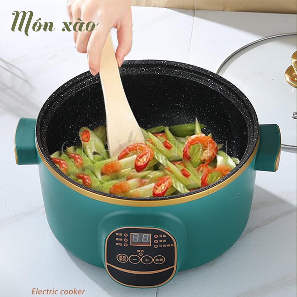 Nồi Lẩu Điện Đa Năng Chống Dính Vân Đá Electric Cooker Pot Shanban 24cm Kèm Hấp Inox Cao Cấp