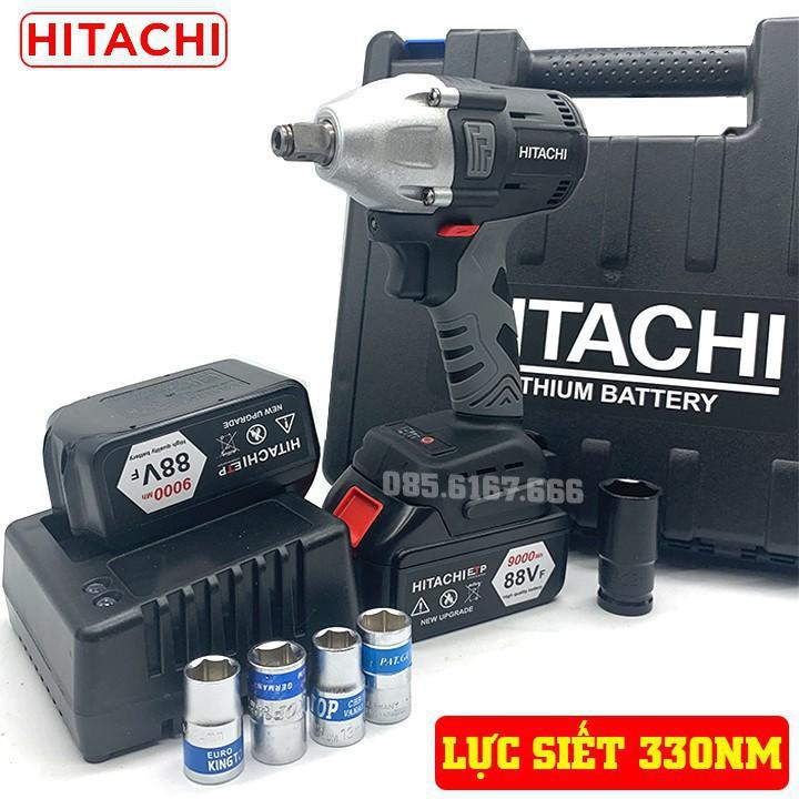 Máy Siết Bulong HITACHI 88V - KÈM 5 Đầu Khẩu - Không Chổi Than Đầu rỗng Bắt vít Khoan - Pin 10 Cell - 100% Lõi Đồng