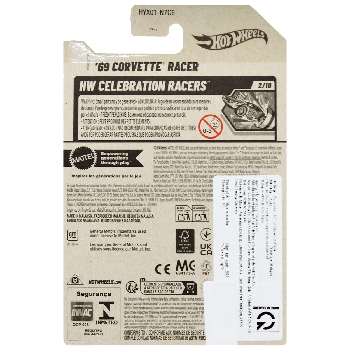 Siêu Xe Hot Wheels C4982 - 51/250 - 69 Corvette Racer