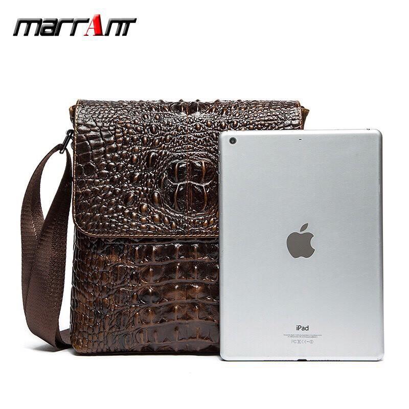 Túi đeo chéo nam, túi đựng ipad da bò thật dập vân cá sấu sang trọng lịch lãm đẳng cấp