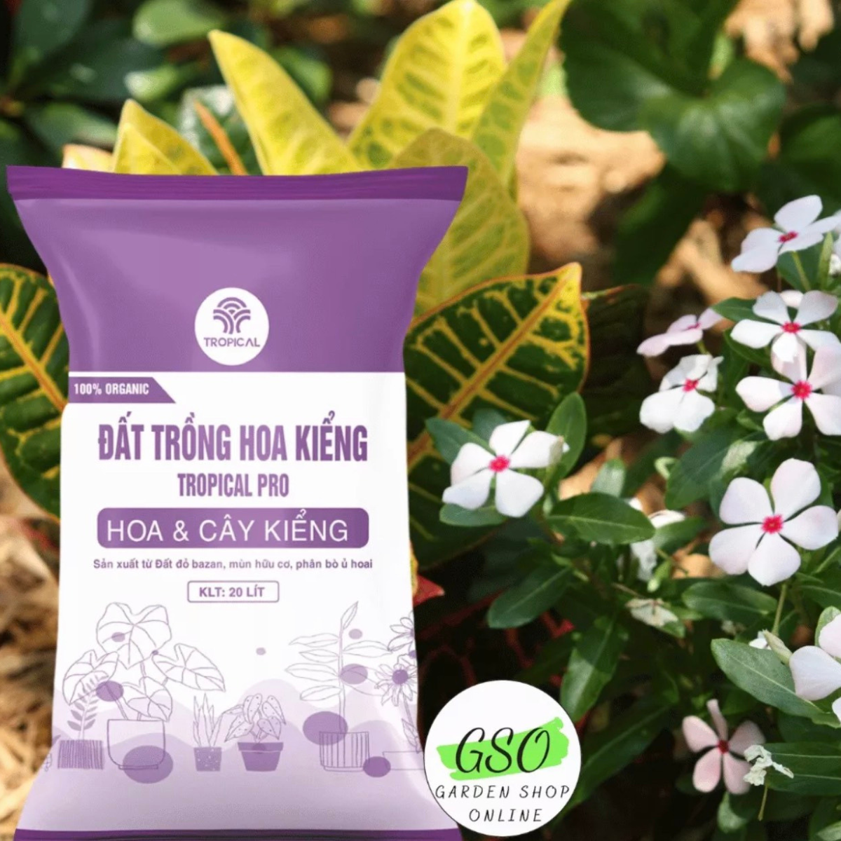 Đất trồng hoa và cây kiểng TROPICAL PRO giữ ẩm, giữ chất dinh dưỡng tốt giúp cây khỏe mạnh hơn túi 10 ký