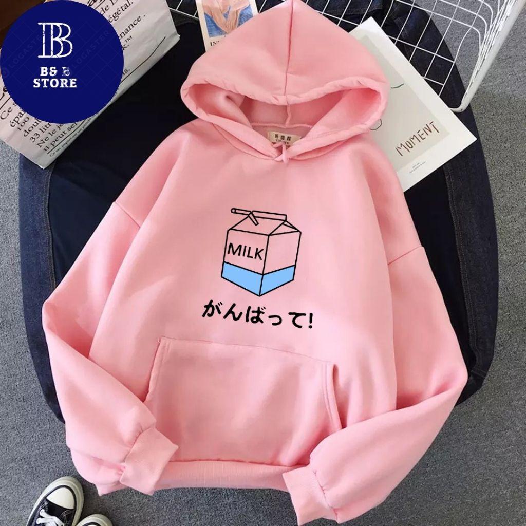 ÁO KHOÁC HOODIE NỈ UNISEX IN MILK SIÊU CUTE ÁO KHOÁC HOODIE LOCAL BRAND FORM RỘNG NAM NỮ NHIỀU MÀU