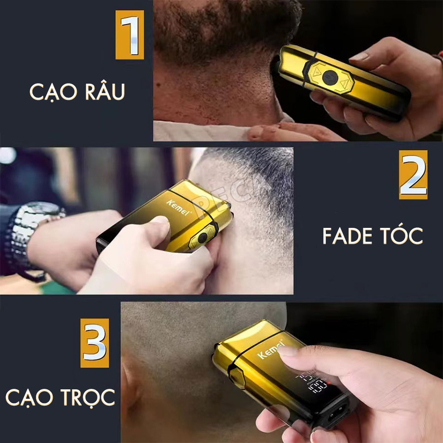 Máy cạo râu Kemei KM-TX10 điều chỉnh 3 mức tốc độ, màn hình LCD, công suất mạnh mẽ 5W - Hàng chính hãng