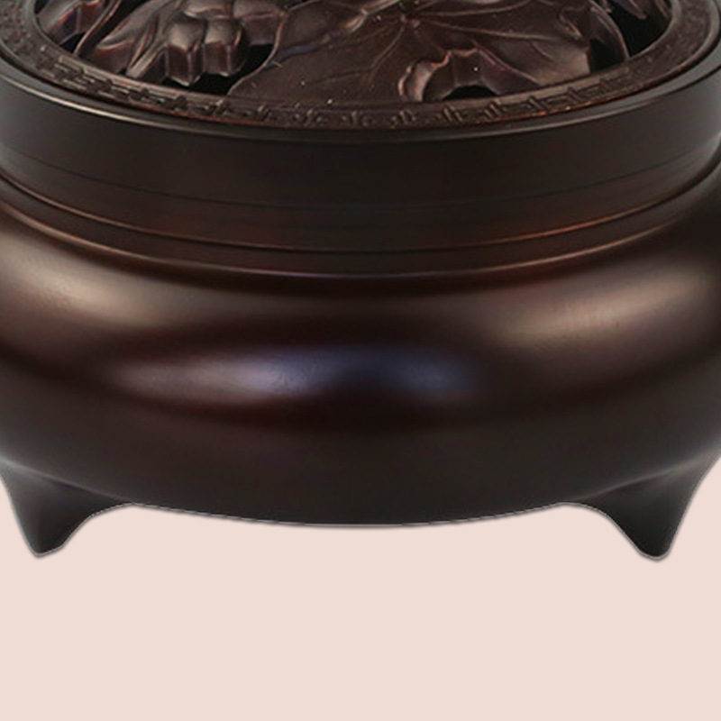 Lư hương xông trầm bằng đồng đúc nguyên khối mầu đồng đen giả cổ họa tiết Hoa Sen