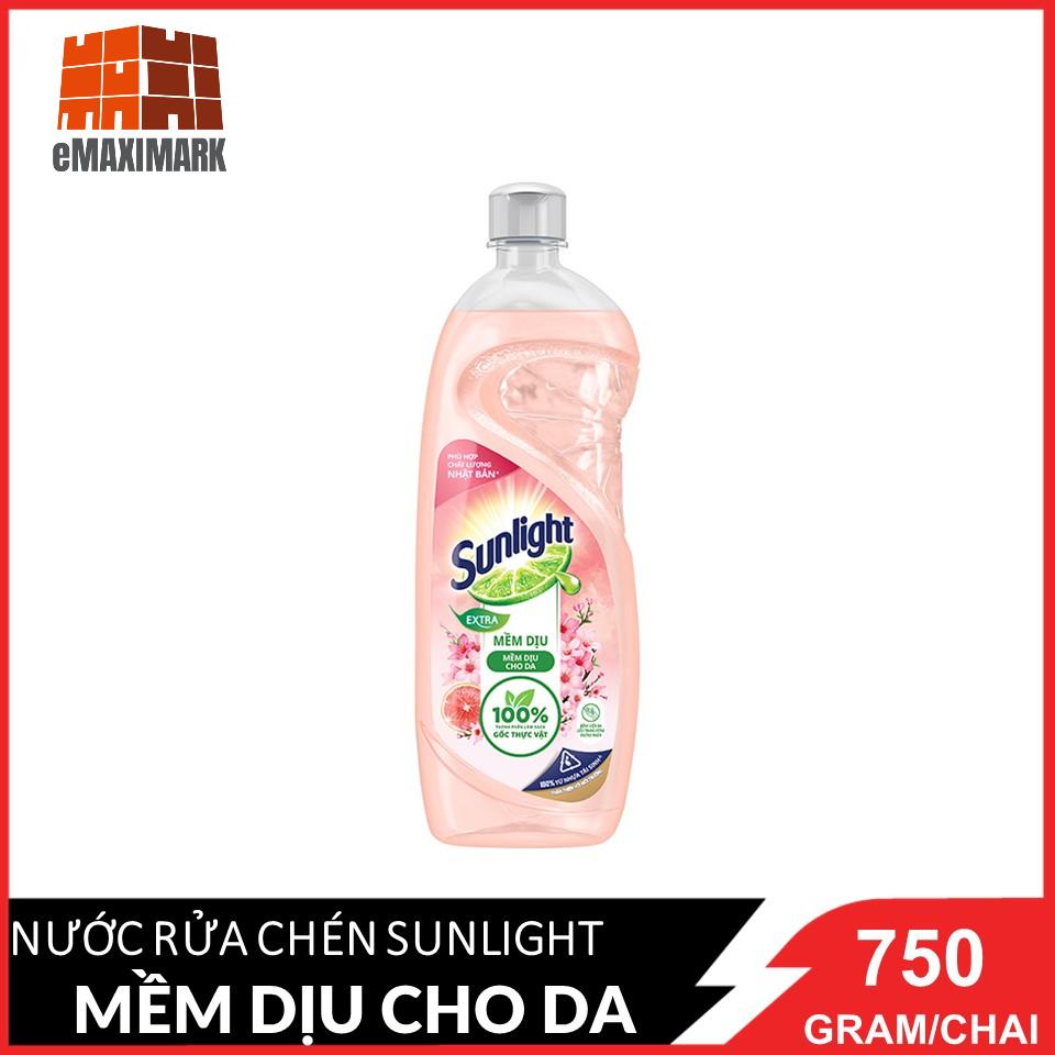 Nước rửa chén Sunlight Mềm Dịu Hương Bưởi Tây & Hoa Anh Đào chai 750g