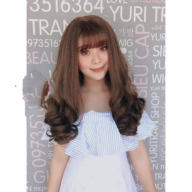 Tóc giả nguyên đầu xoăn ️️  ️️ nguyên đầu xoăn đuôi lửng kèm lưới tóc