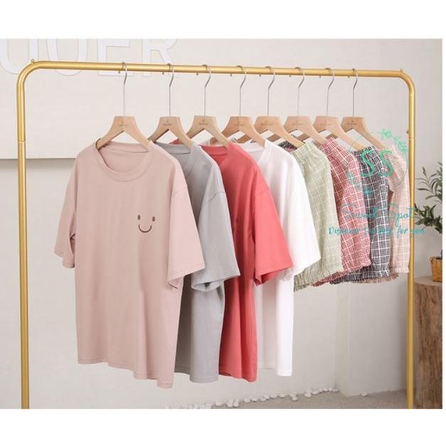 Đồ bộ nữ ở nhà cao cấp, bộ đồ ngủ, đi chơi, set đồ Hàn Quốc mặt cười dễ thương