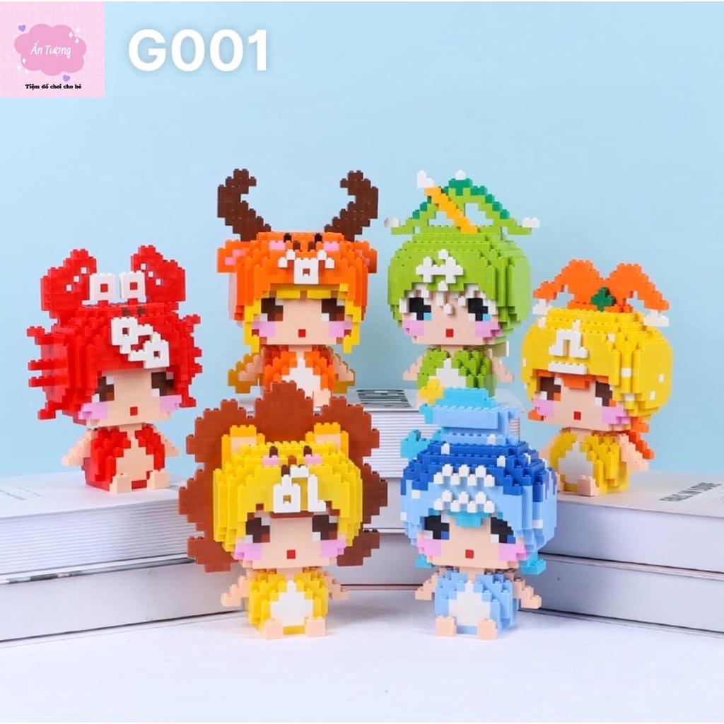 Mô hình lắp ráp 12 cung hoàng đạo, mini đồ chơi lắp ráp mini 3d